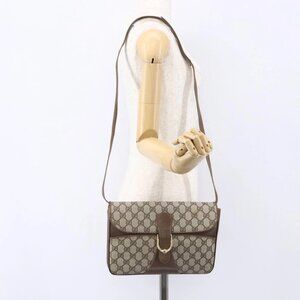 GUCCI GG Supreme Shoulder Bag PVC Beige Gold